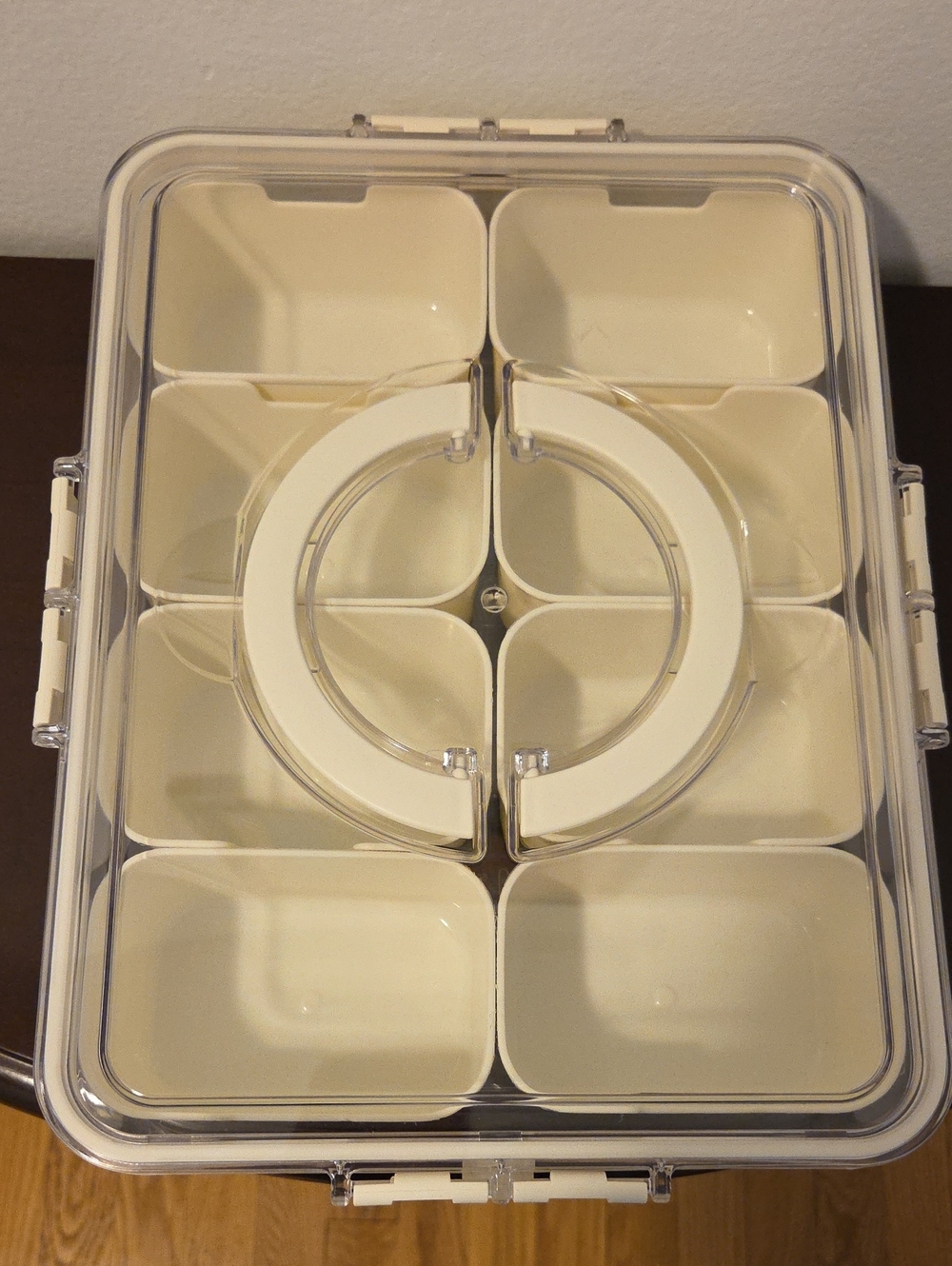 Cream Compartmental Snack Organizer with Clear Lid - Unbranded